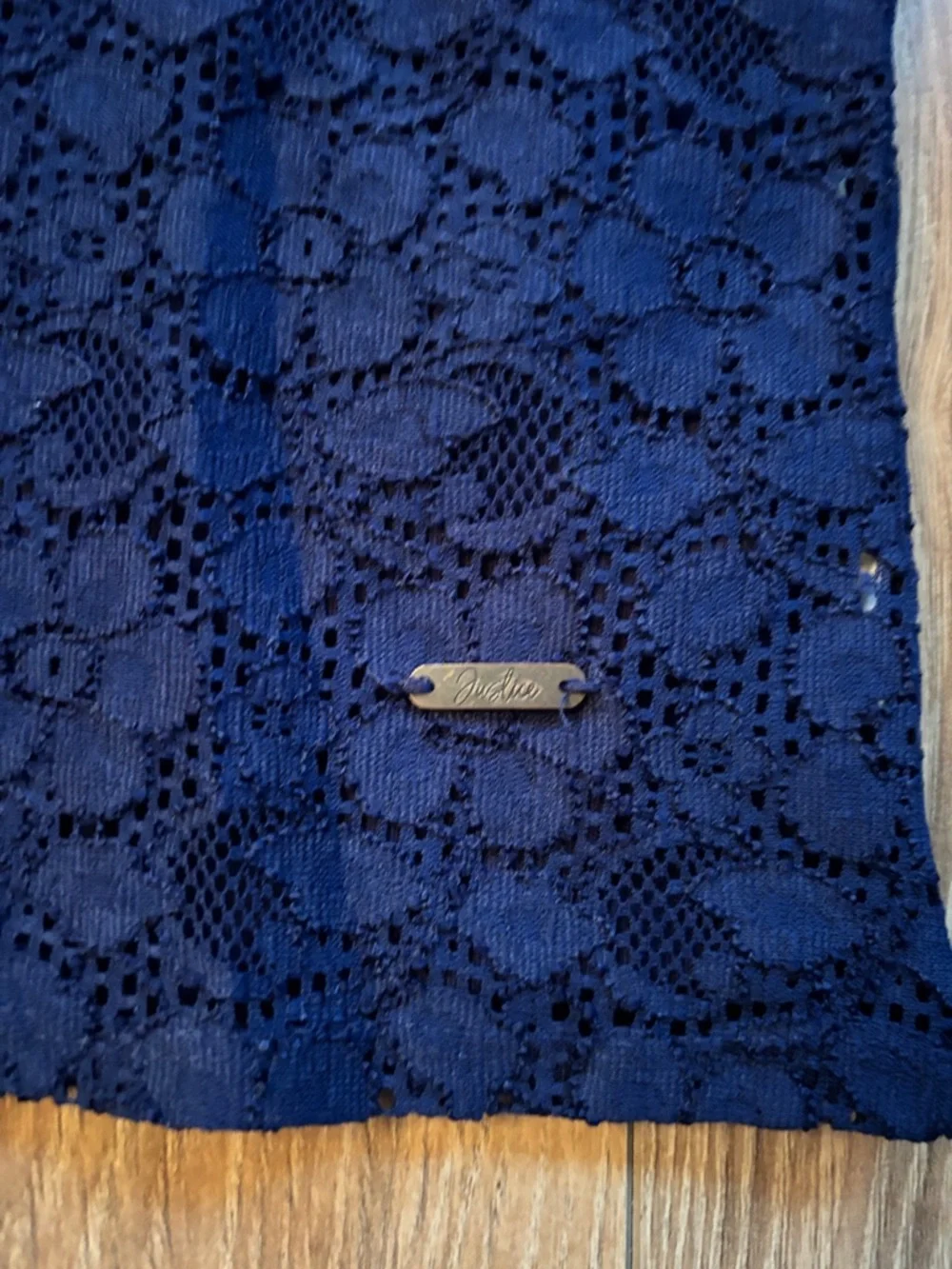 Justice Girls Navy Floral Lace Short Sleeve Top size 12